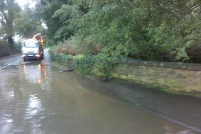Mitton Road in Clitheroe was flooded due to the heavy rain.