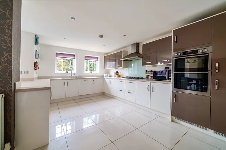 The large, open plan modern fitted kitchen.