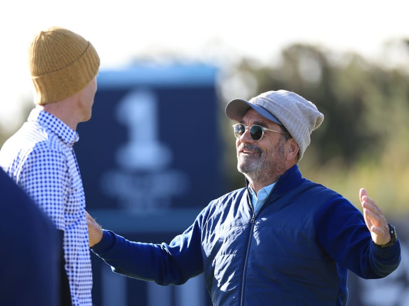 'Hip to be Square' singer Huey Lewis on the first tee.