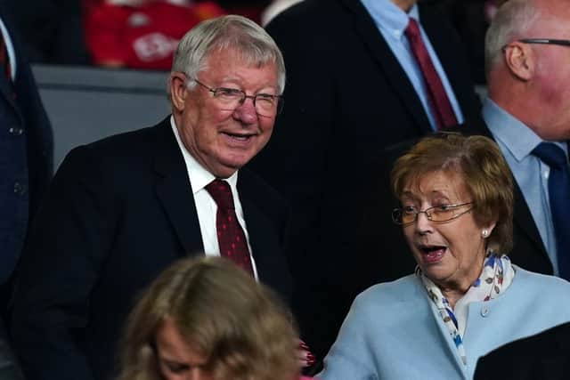 Sir Alex Ferguson with his wife Lady Cathy Ferguson (right) in 2022. (Photo by Martin Rickett/PA Wire).