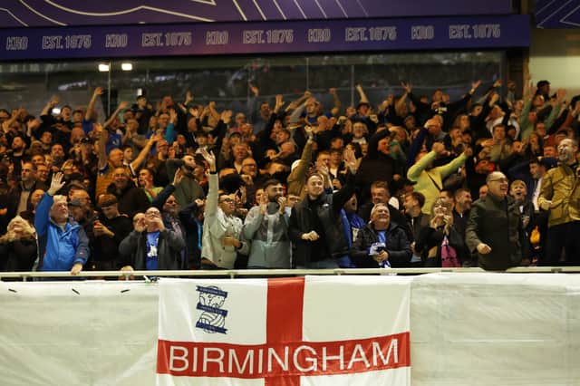 Birmingham City fans celebrate during Friday night’s 3-1 win against West Brom