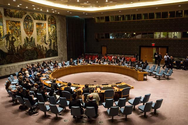 The United Nations Security Council meets in 2015. Credit: Andrew Burton/Getty Images