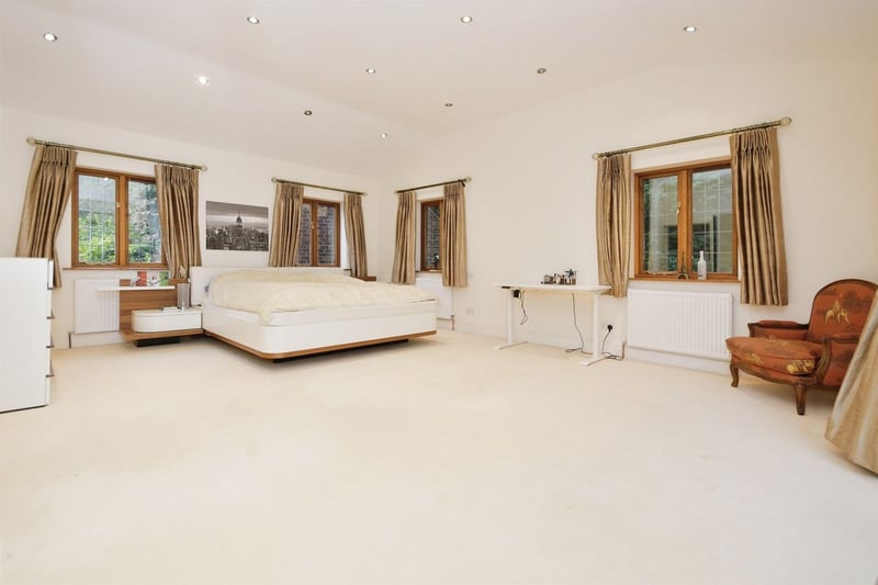 The largest bedroom, with two front facing, two side facing double glazed windows and rear facing double glazed french doors with Juliet balcony. There are three central heating radiators. This bedroom also benefits from a dressing room/snug.