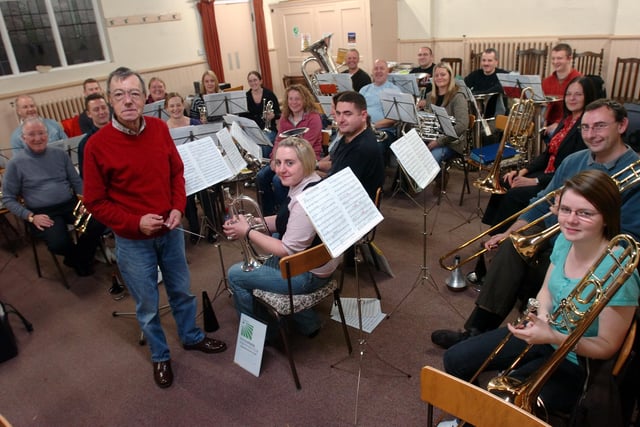 Easington Colliery band pictured during recording of their new CD 14 years ago.