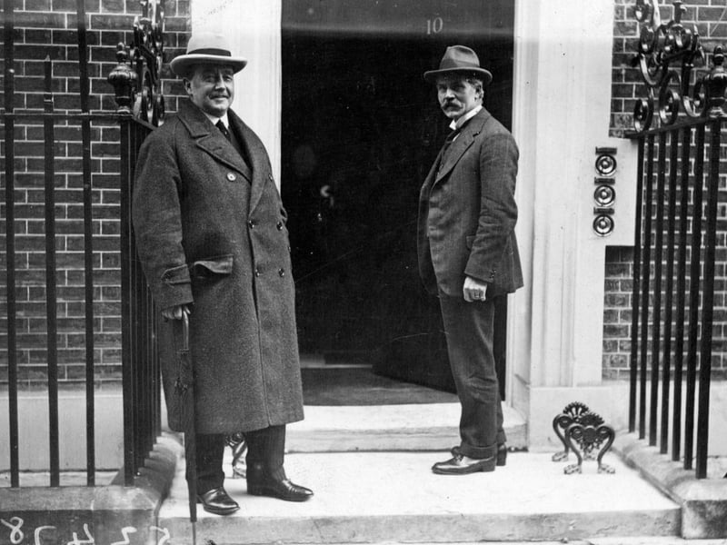 Glaswegian Arthur Henderson (pictured with British Prime Minister Ramsay MacDonald at the doors of 10 Downing Street) was an iron moulder and Labour politician who served three separate terms as Leader of the Labour Party in three different decades. He was awarded the Nobel Peace Prize in 1934 for his efforts to try and stop the aggression that would eventually lead to the outbreak of World War II - working with the World League of Peace and chairing the Geneva Disarmament Conference.