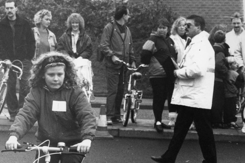Angela Holmes demonstrates the finer points of the cycling skills course in this South Tyneside photo from October 1991. Who can tell us more? Photo: Shields Gazette