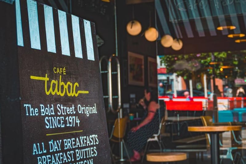 Opening in 1974, Cafe Tabac has been serving customers across Liverpool for almost 60 years. Located at the top of Bold Street, the intimate cafe serves food and drink.