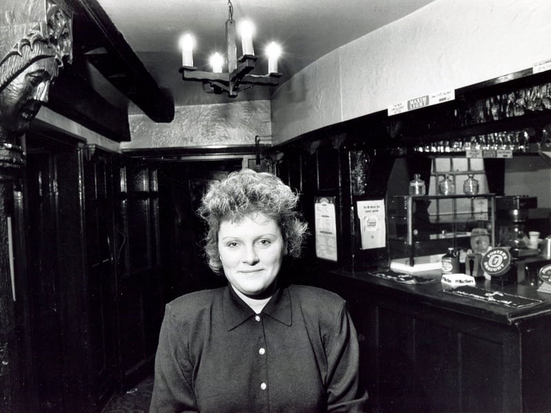 Christine Smith, landlady of the Old Queens Head pub, Pond Hill, Sheffield, on December 1, 1988