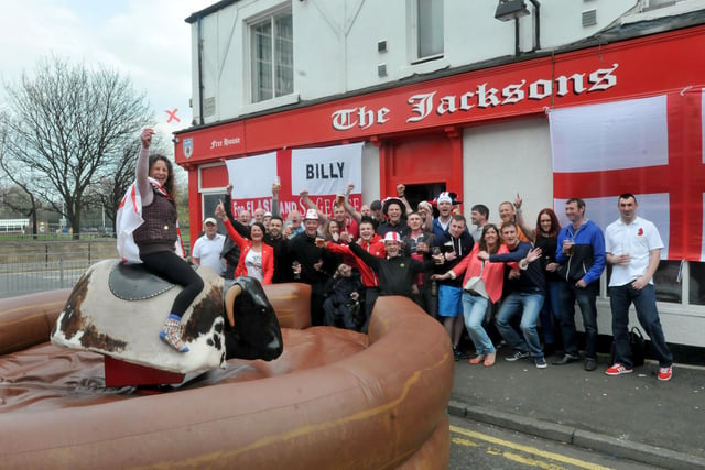 Celebrating St. George's Day at The Jacksons in 2014.