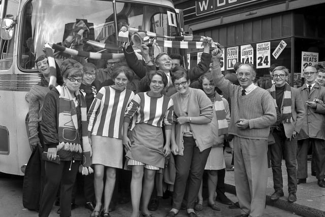 Jack Tennick, transport organiser for Sunderland Supporters Association with SAFC fans in 1967.
They were pictured before nine 50-seater coaches left Dundas Street for the first match of the season with Leeds United.