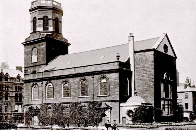 St Peter’s Church is pictured here just before it was demolished in 1922. It was replaced as cathedral of Liverpool by the current Liverpool Cathedral. The demolition would allow for Church Street to be widened.