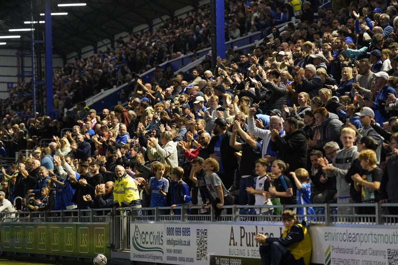 Another shot of Pompey fans at Fratton Park during the 5-1 win over Gillingham.