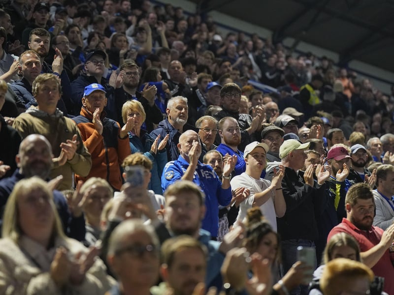 Pompey fans show their appreciation to the team. 