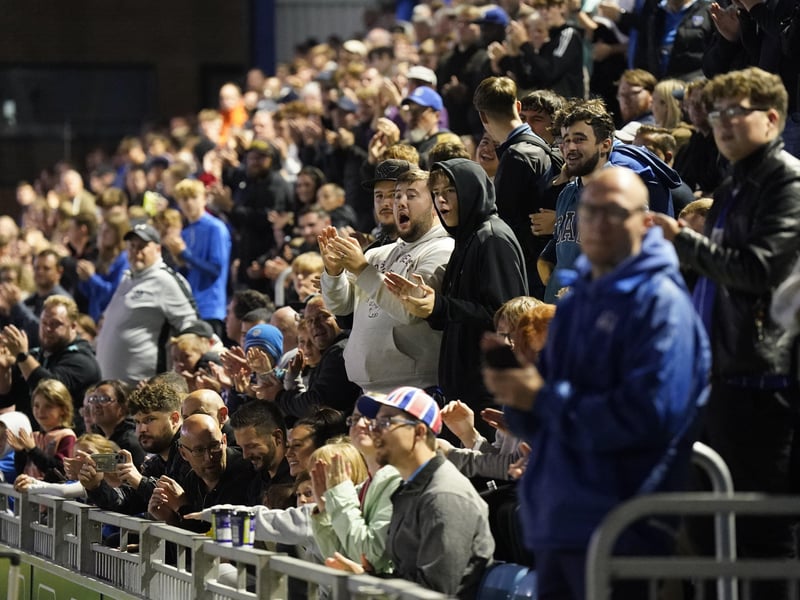 Pompey fans on the terraces. 