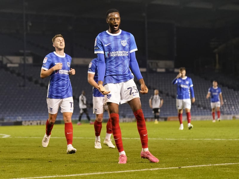 Abu Kamara celebrates after scoring his 72nd minute goal.