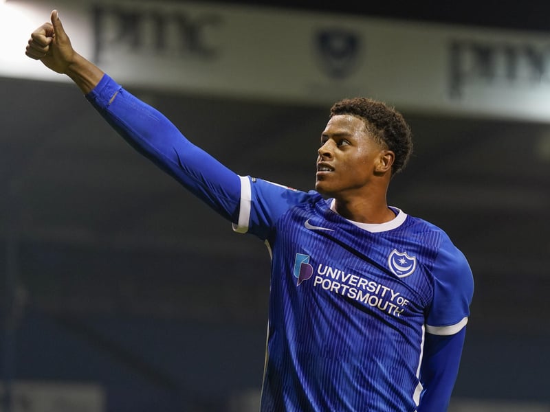 Kusini Yengi celebrates his 54th minute goal for Pompey.