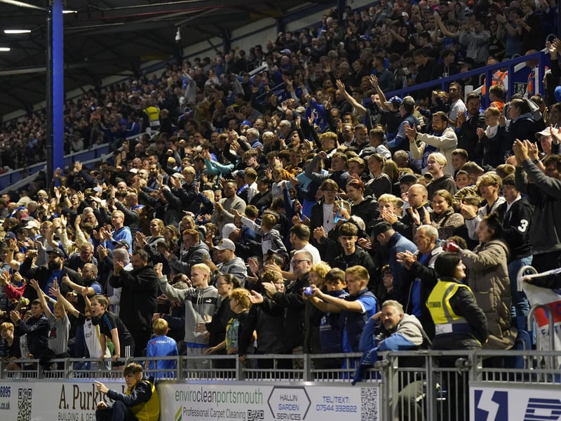 Pompey fans at Fratton Park during the 5-1 win over Gillingham.