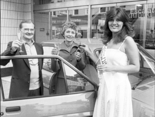 Winners Mrs and Richmond of Sunderland won a Ford Fiesta in a Woolworths contest in July 1983.