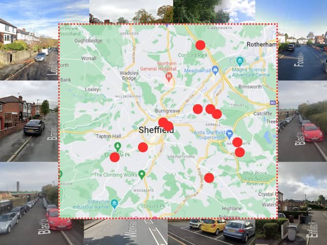 The 11 worst streets in Sheffield for reported vehicle offences in August 2023 have been revealed, following the release of South Yorkshire Police figures 
