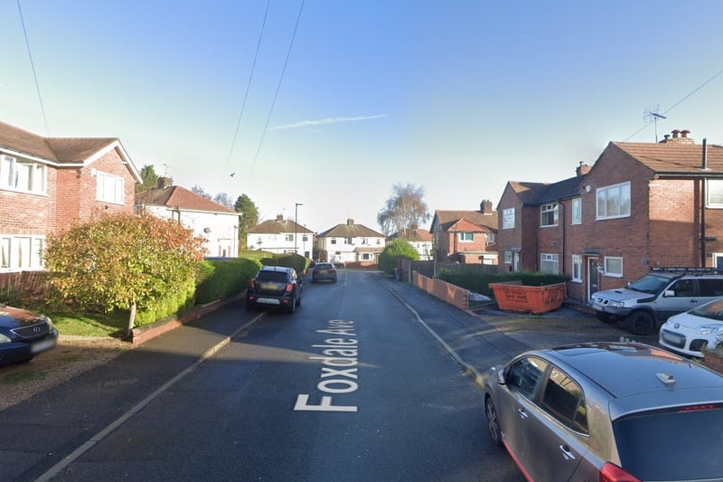 The joint third-highest number of reports of vehicle crime in Sheffield in August 2023 were made in connection with incidents that took place on or near Foxdale Avenue, Hollins End, with 3
