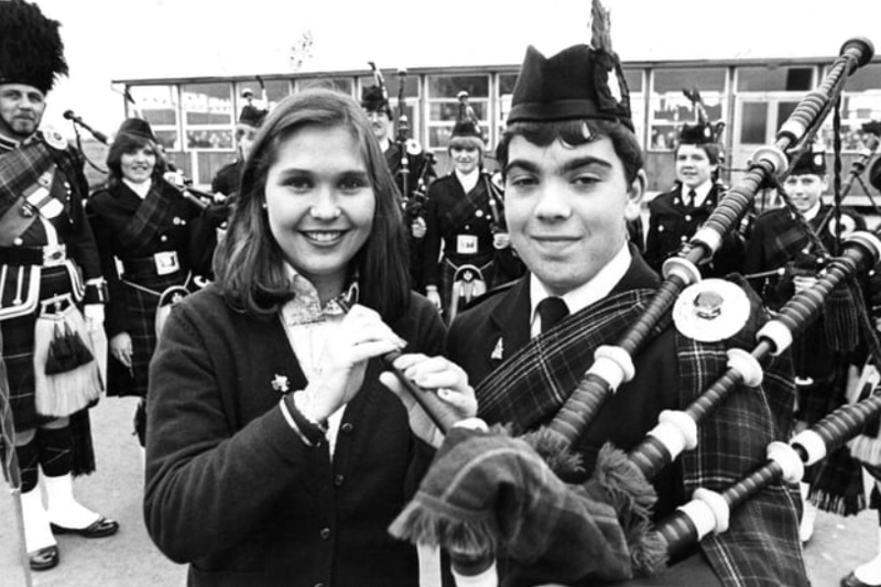 Norwegian Kari Mette Rismyhr was guest when members of South Tyneside Boys' Brigade Pipe Band made final preparations for their visit to Norway. She is pictured with Piper Duncan Bird from the band. Photo: Shields Gazette