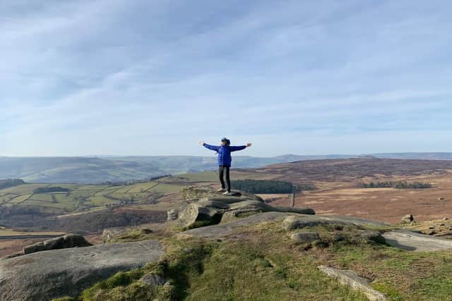 Gareth at his spot at Stanage Edge. Lindsay accidentally ran 27k, instead of 10k, when she got the urge to visit his spot while on a run from Crosspool.