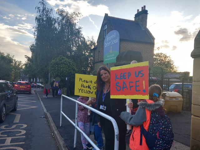 Broomhill Infant School children held a protest over dangerous and inconsiderate parking 