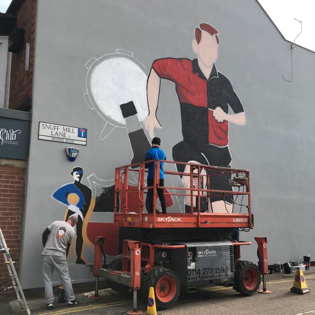 Artist Luke Horton is creating a new mural on Snuff Mill Lane, off Ecclesall Road. Photo courtesy of Sally Booker