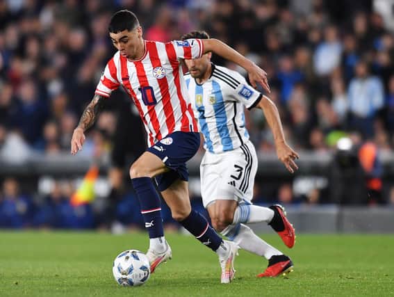Newcastle United star Miguel Almiron in action for Paraguay.  (Photo by Marcelo Endelli/Getty Images)