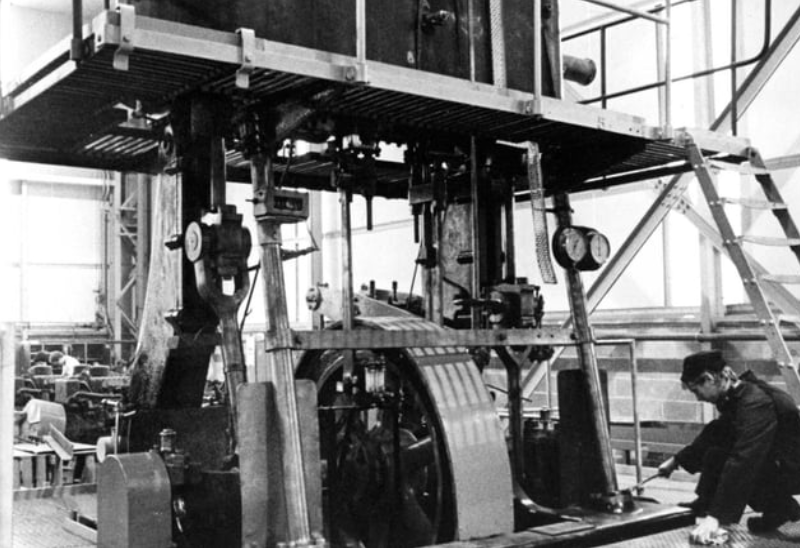 An old duplex centre - beam steam engine in the final stages of renovation at British Shipbuilders’ training school at Hebburn in 1981. Photo: Shields Gazette