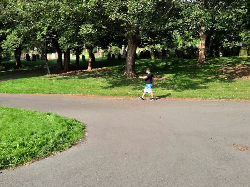 Police released a picture of  a man they would like to speak to in connection to reports of outraging public decency in Burngreave Cemetery in Sheffield.
It is reported that on 9 September, at 10am, a man was in the cemetery grounds when he was seen committing a lewd act.
The man is described as being around 5ft 9ins, stocky build, with short brown hair.
Police are keen to speak to the man in the image in connection to their enquiries.
Quote  incident number 1169 of 9 September.