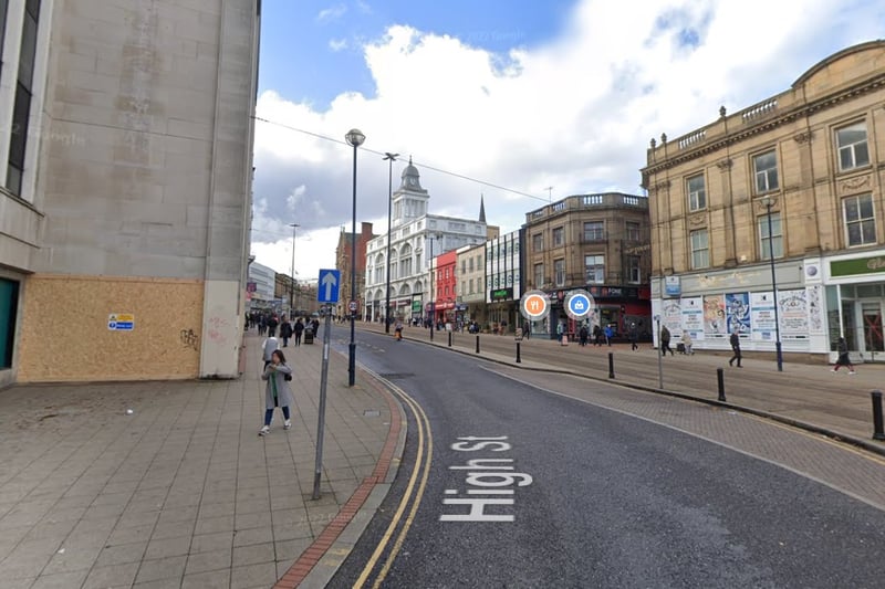 The joint second-highest number of reports of antisocial behaviour in Sheffield in August 2023 were made in connection with incidents that took place on or near High Street, Sheffield city centre, with 6