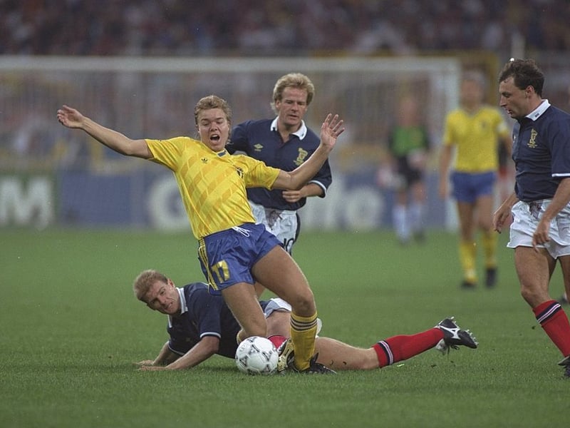 Scotland's tradition of a slow start in World Cups continued in Italia 90 with a 1-0 loss to unfancied Costa Rica. A 2-1 win over Sweden (pictured) gave them some hope, but they were left to pack their bags when they lost 1-0 to Brazil in their final group game.