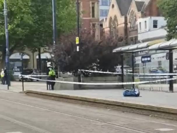 A 50-year-old man has been arrested on suspicion of making a hoax bomb threat in Sheffield city centre. (Screengrab of video courtesy of Taoufik Marah)