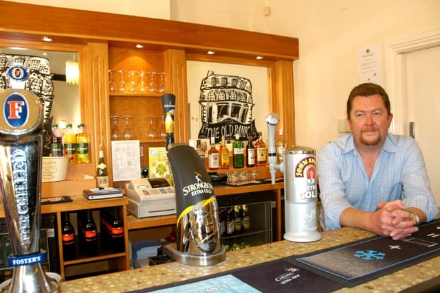 James Dunning behind the bar of The Old Bank at Houghton in 2008.