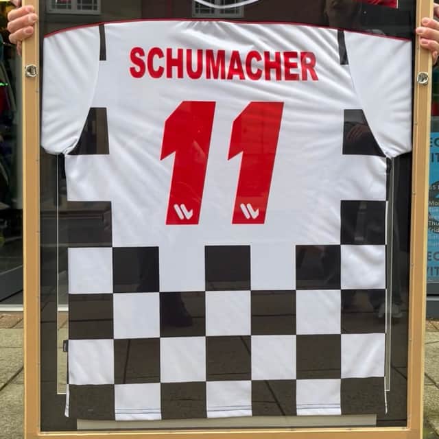 The Schumacher shirt was verified by former F1 driver Maro Engel. (Photo courtesy of Glass Onion)