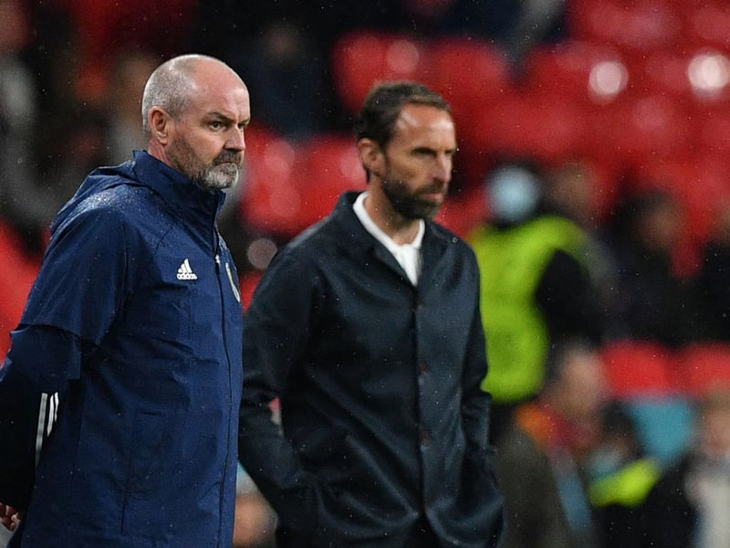 Scotland's last major tournament came at Euro 2020 - hosted by 11 different cities in 11 UEFA countries. A 0-0 draw against England (pictured) was the only highlight of a disappointing tournament which saw Scotland prop up the table following a 2-0 loss to the Czech Republic and a 3-1 defeat to Croatia.