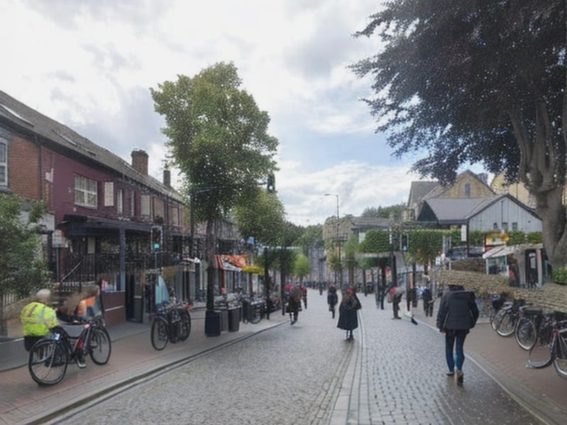 Ecclesall Road, Sheffield, at Nonna's restaurant, as it would look if cars were sidelined in favour of cyclists and pedestrians, according to an AI-generated image created via the Dutch Cycling Lifestyle app