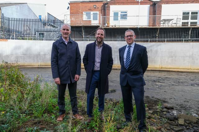 James Mead, flood and water manager for Sheffield City Council, Ben Miskell, chair of transport, regeneration and climate at Sheffield city council and Stewart Mounsey Environment Agency area director.