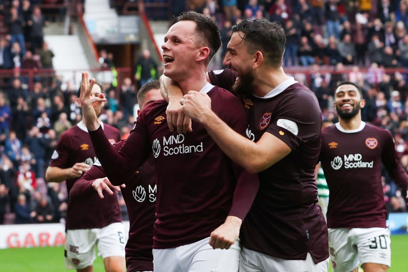 A hat-trick from Lawrence Shankland was not enough to stop four goals from Celtic at Tynecastle.