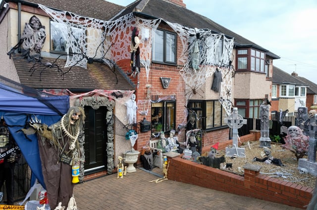 The front garden of one home on Thornbridge Drive, Sheffield, has been transformed into a spooky graveyard. 