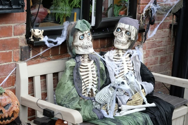 Jane's front garden has become a popular hangout spot for skeletons.