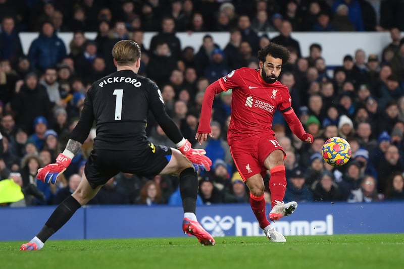 The Egyptian will be hoping to add his tally this weekend at Anfield. His first goal against Everton in the 2017/18 season won him the 2018 Puskas Award.