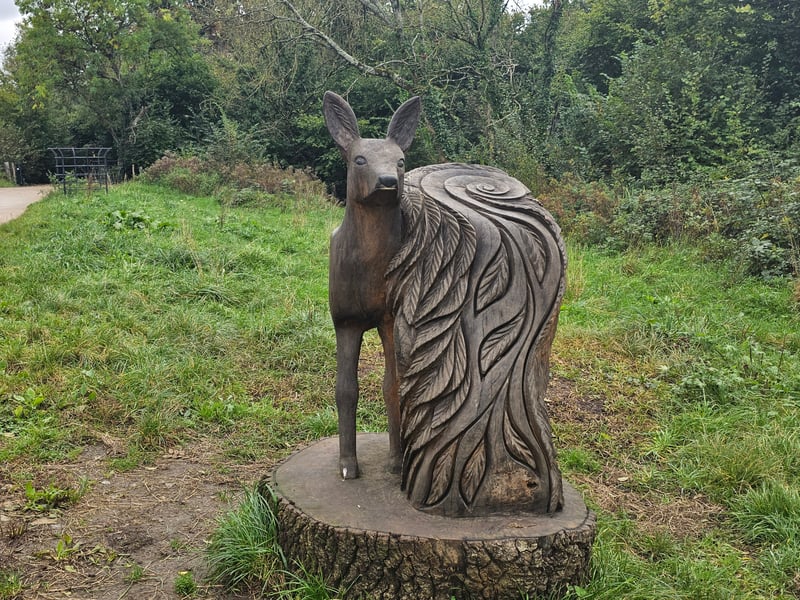 Located near the entrance to Hermitage Wood, the deer sculpture features a deer and its fawn and can be tracked with Google Maps.