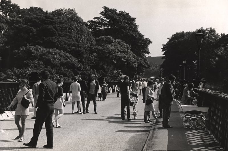 A view of the Novocastrian Arts Fair Armstrong Bridge Jesmond taken in 1969 (Newcastle Libraries)