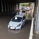 A car stuck in flood waters in Sheffield. File picture.