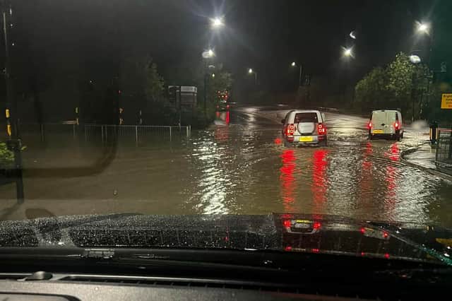 Sheffield is seeing isolated flooding on roads this morning (October 20) as Storm Babet lashes the country. Pictured is the junction of Sheffield Road and Retford Road at around 7am.