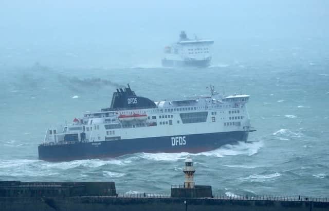 Ferries at the Port of Dover, Kent, as Storm Babet rages on. Picture: Gareth Fuller/PA Wire