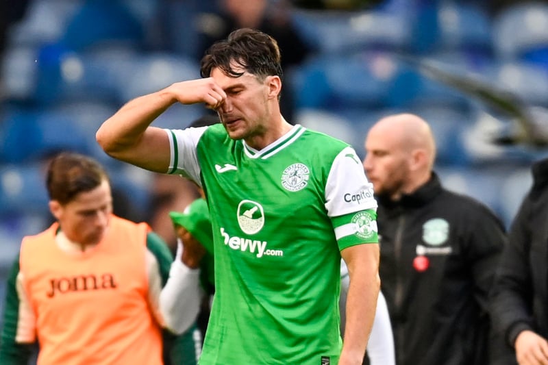 Hibs’ Newell caused controversy as the ball hit his knee with VAR being forced into action to remove any doubt of a handball. 