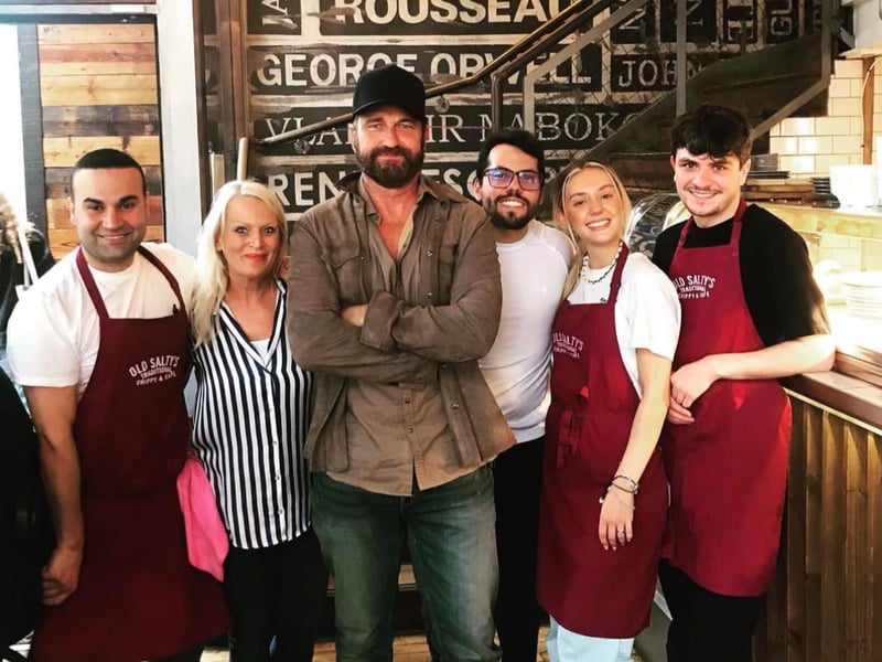 From Hollywood to Byres Road, Gerard Butler stopped by Old Salty’s for fish and chips